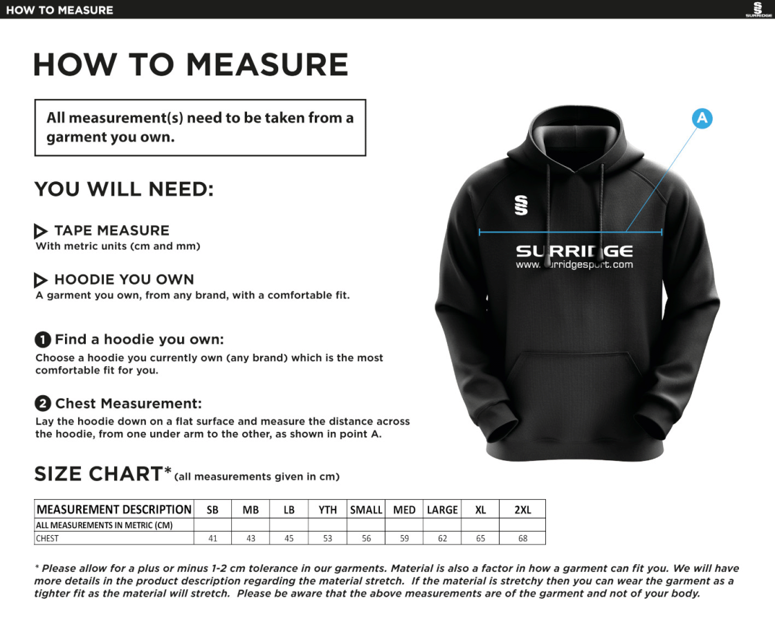 Epsom CC - Blade Hoody - Size Guide