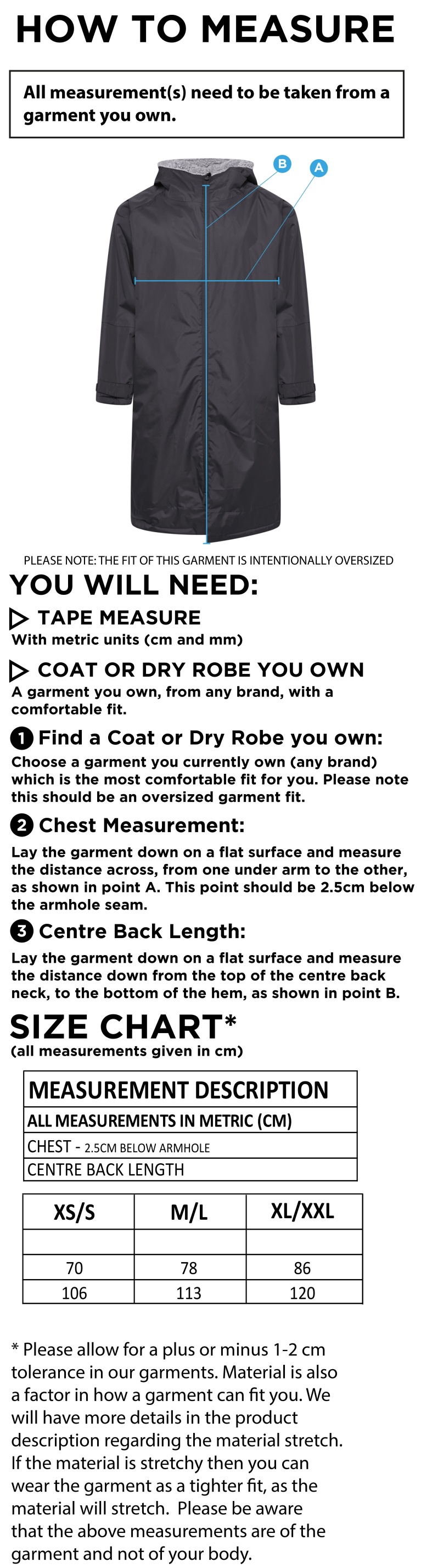 Thermal Robe - Navy - Size Guide