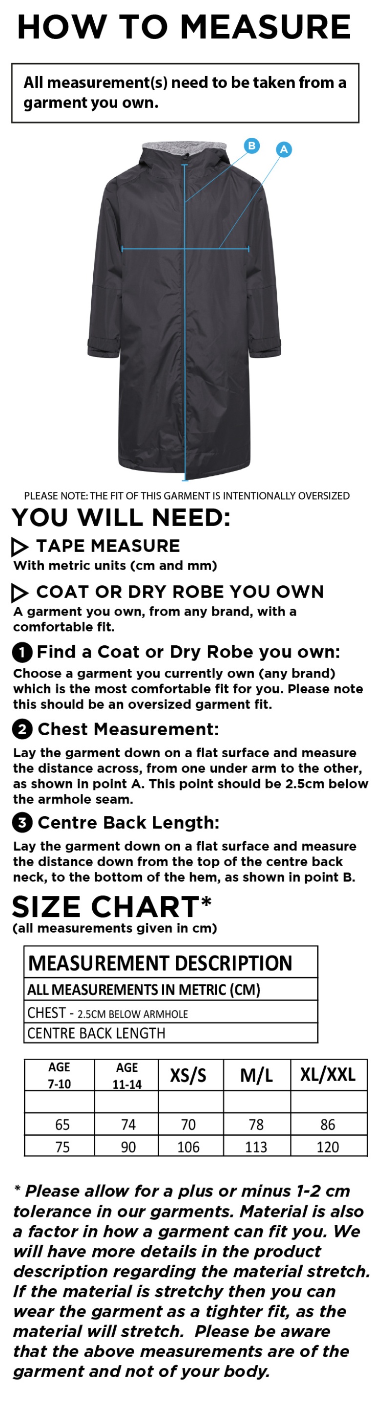 Thermal Robe - Navy - Size Guide