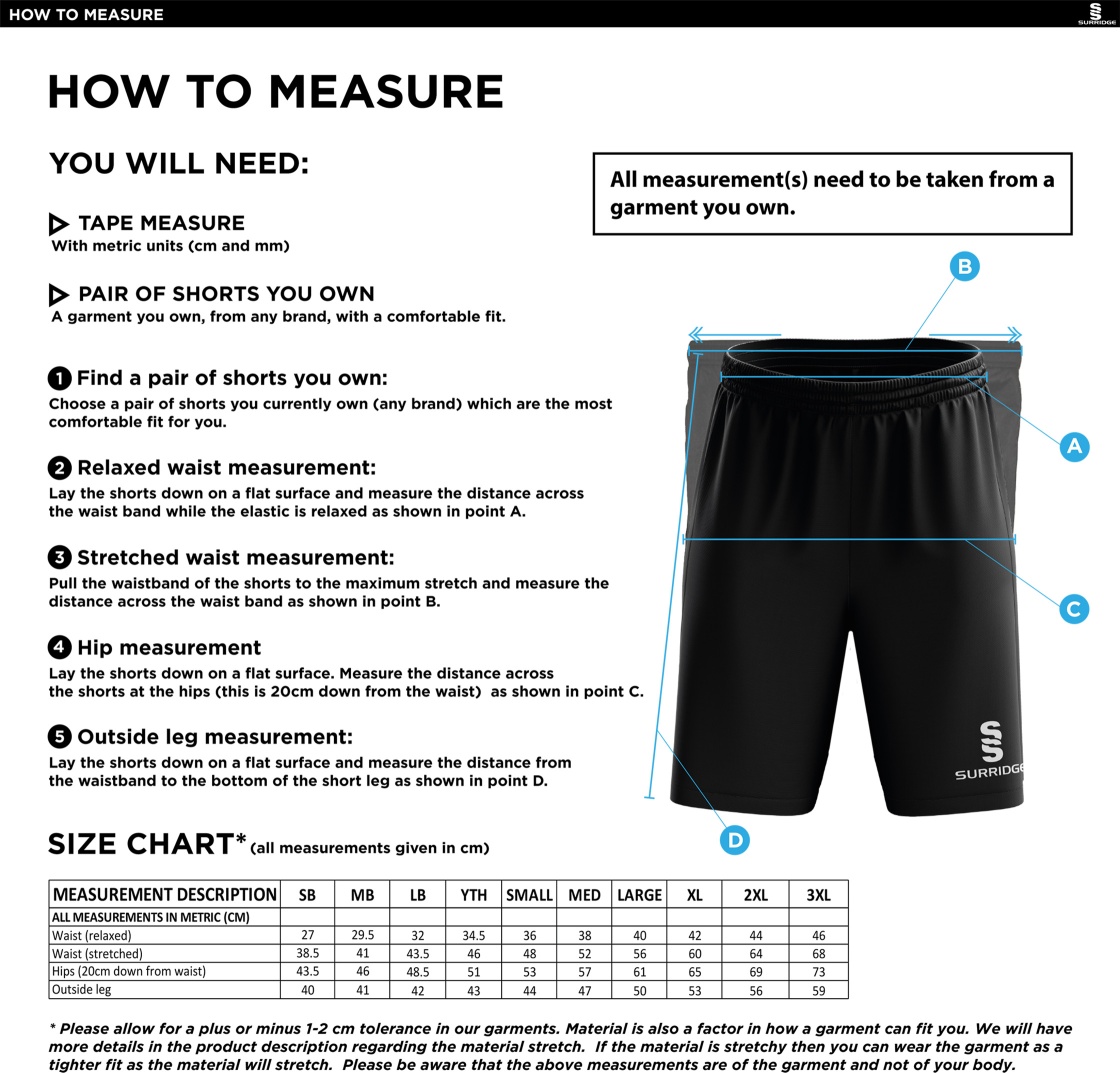 Epsom CC - Blade Shorts - Size Guide