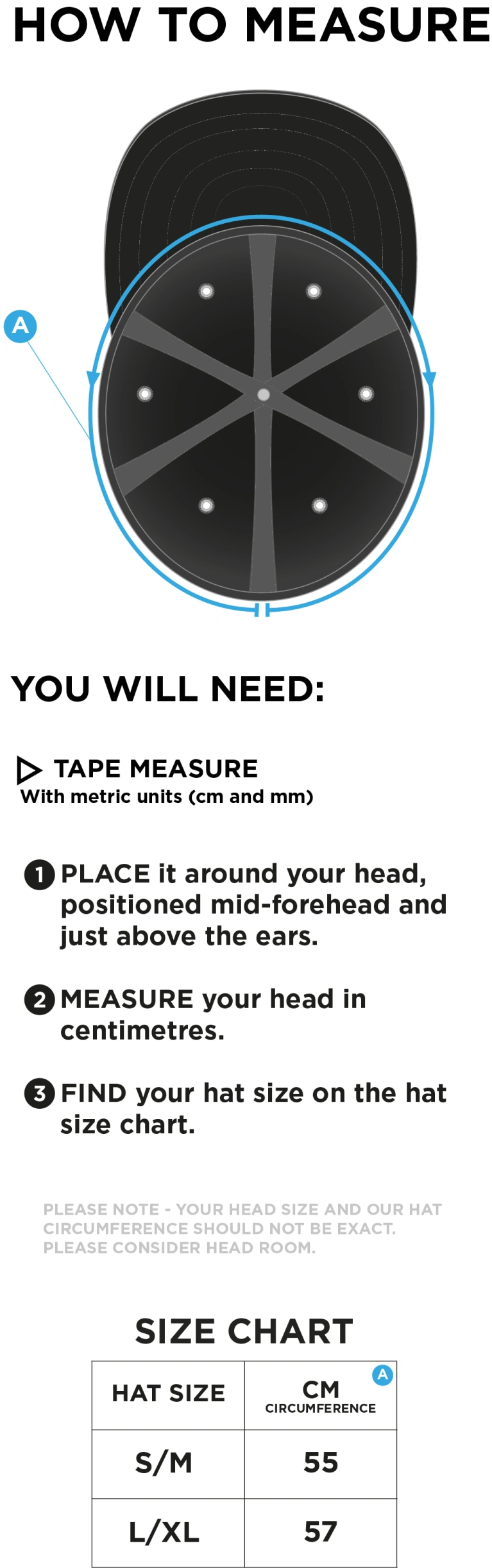 Epsom CC - Fuse Flexi Cap - Size Guide